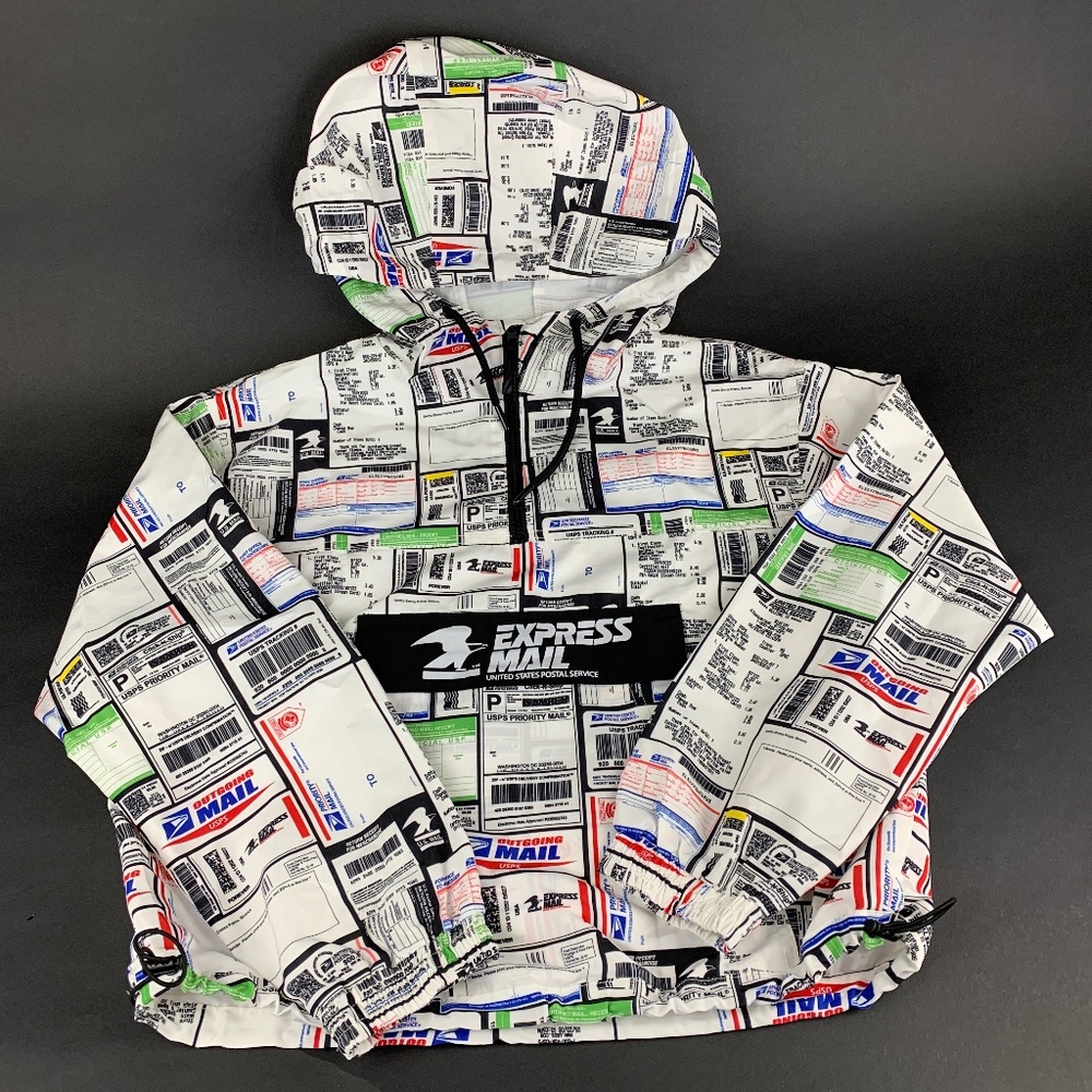 Forever 21 USPS Express Mail Hooded Pullover Women's Small Windbreaker EUC